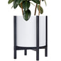 D'vine Dev Plastic Pot with Ebony Wood Stand, White, 14 in, 55-C-T-1 - color: Matte White Pot + Ebony Stand, size: 14 Inch