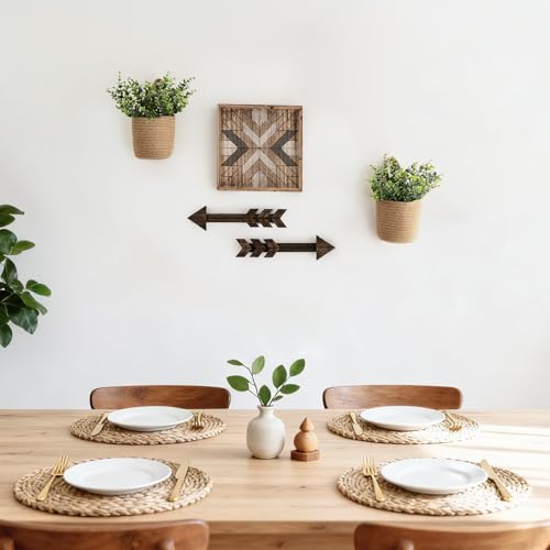 Dahey 2Pcs Woven Hanging Wall Basket 5.5"W×6.2"H with Artificial Eucalyptus - size: 5.5"W×6.2"H