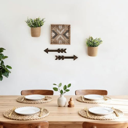 Dahey 2Pcs Woven Hanging Wall Basket 5.5"W×6.2"H with Artificial Eucalyptus - size: 5.5"W×6.2"H