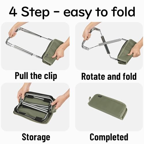 Naturehike 11in Ultralight Camping Collapsible Stool, Supports 390lbs - color: Black