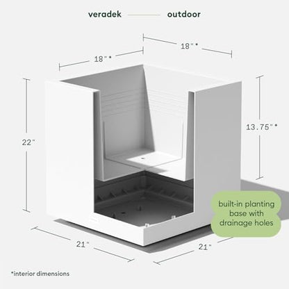 Veradek Block Series Cube Planter - Square Outdoor Planter - color: White, size: Medium - 2 Pack