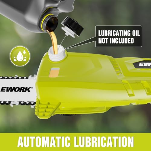 EWORK 20V 8" Cordless Pole Saws for Tree Trimming with Battery & Charger