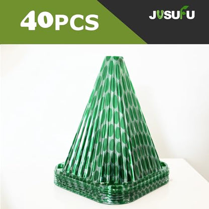 Pack 40 Garden Cloches for Plants, Reusable Bell Plant Cover - color: Dark green 40