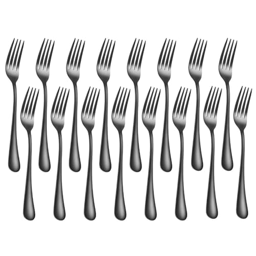 Black Forks 16 Pices Dinner Forks 8 Inches Food Grade forks stainless steel Table Forks Flatware Forks Mirror Polished Sturdy and Durable Dishwasher Safe Great for Home Kitchen or Restaurant - size: 16Forks(Black)