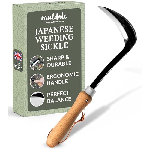 Muldale Japanese Hand Weeding Sickle – Curved Razor Hoe Garden Tool