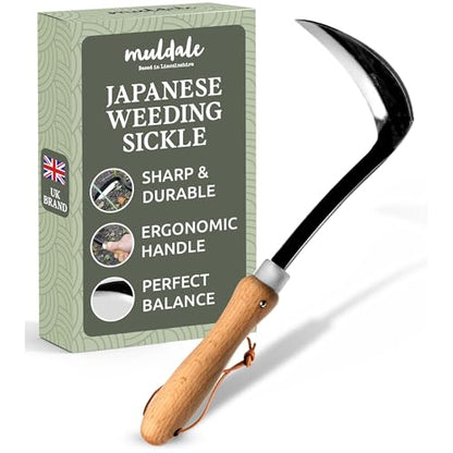 Muldale Japanese Hand Weeding Sickle – Curved Razor Hoe Garden Tool