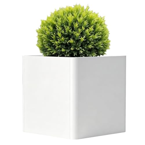 Metal Square Planter Box 26in,White - color: White, size: 26"L x 26"W x 26"H