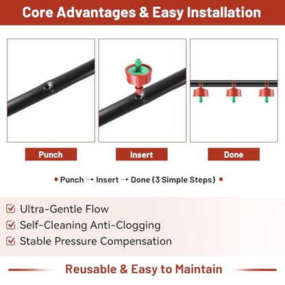 100pcs 0.25 GPH Pressure Compensating Drippers for Drip Irrigation - size: 0.25 GPH 100PCS
