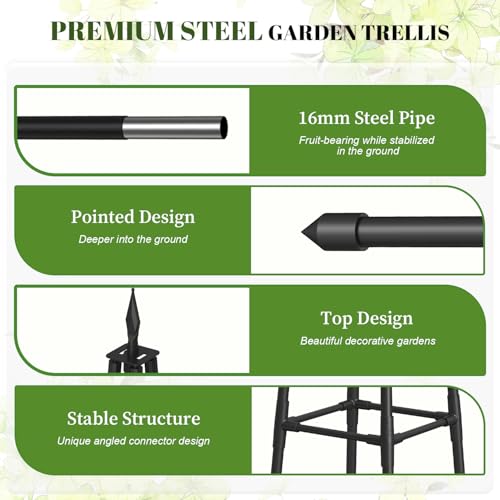 Alisisfores 5.2 FT Obelisk Trellis for Climbing Plants, Black - size: 5.2 Ft