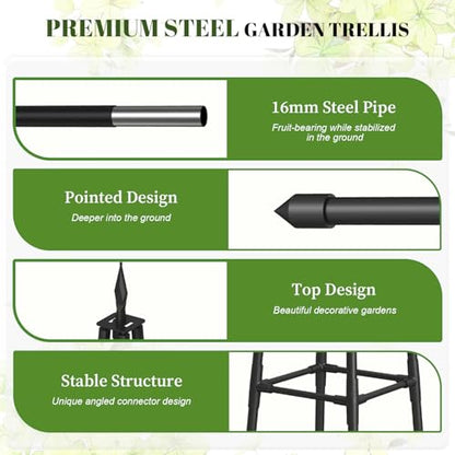 Alisisfores 5.2 FT Obelisk Trellis for Climbing Plants, Black - size: 5.2 Ft
