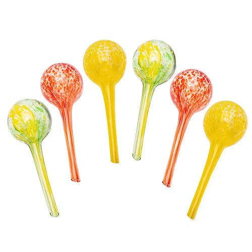 Lexi Home Mini Aqua Globes for Indoor Plants & Outdoor Plants, Watering Can for Plant, Self Watering Planters, Water Globe, Hand Blown Glass, 6 Pack Small, Yellow/Green/Red - color: 2 Pack - Green, Red, size: Small