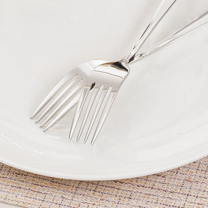 HIKAA 12-Piece Dinner Forks Set, 8-Inch 18/10 Stainless Steel Forks, Mirror Polished Dishwasher Safe Silverware Forks for Home, Restaurant, Party - size: 12-Piece, style: DINNER FORKS