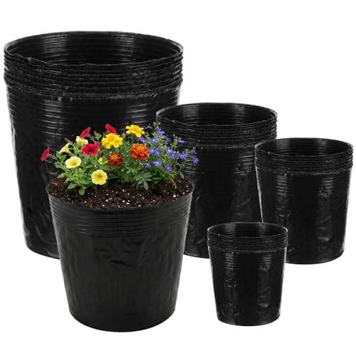 60 Pcs 0.2 & 0.6 & 2 & 3 Gallon Nursery Bag, Plastic Plant Pot - size: 0.2 & 0.6 & 2 & 3 Gallon