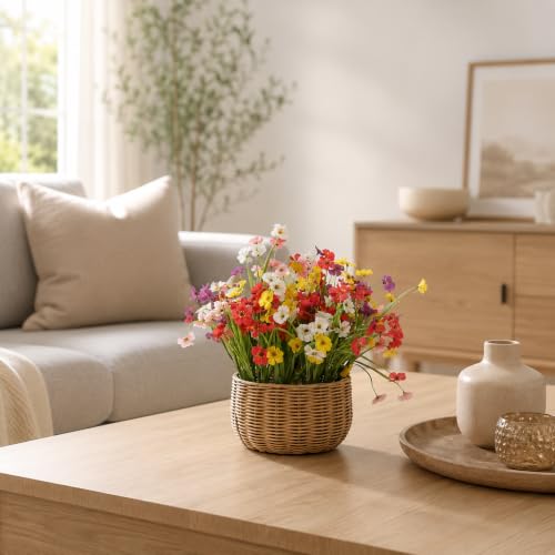 Artificial Flowers & Monkey Grass - 24 Pcs, Faux Floral Greenery 6 Colors - color: 6 Colors With Monkey Grass
