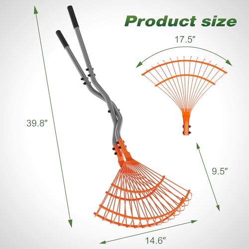 Walensee Leaf Grabber Rake, Long Handle Yard Debris Collector for Lawn