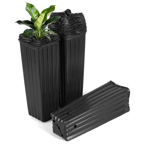 12 Inch Tall Tree Nursery Pots for Plants, 50 Pack Plastic Deep Tree Plant Pot with Drainage Holes, Seedling Flower Treepots for Indoor Outdoor - size: 12inch-50pcs