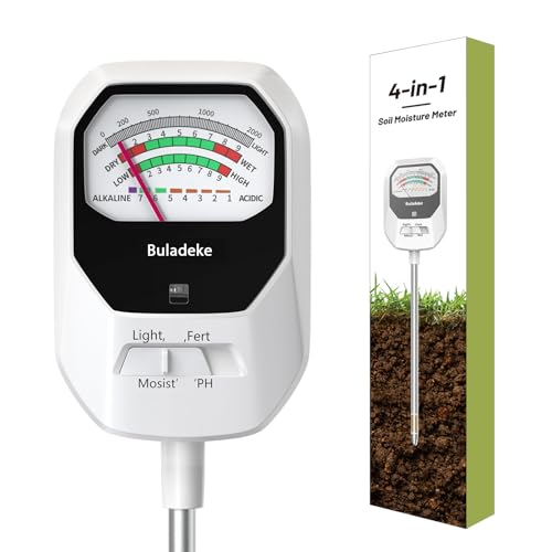 4-in-1 Soil Moisture Meter Soil Moisture/Fertility/PH Meter/Sunlight Intensity Soil Test Meter for Gardening, Farming and Outdoor Plants