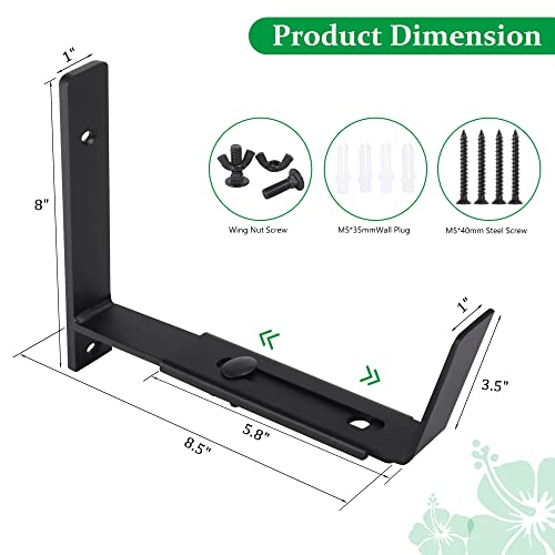 Maotong Adjustable Window Planter Box Brackets 6 Pack, Heavy Duty Wall Mount Flower Box Holder for Planter Box Depth (Front to Back) 6 to 12 Inches, Black - size: Set of 6