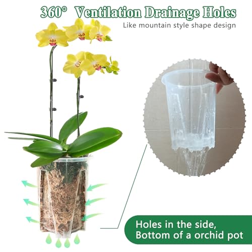 Orchid Pot 12-Pack: Clear Plastic 4.7-Inch Orchid Pots, Holes for Repotting, Indoor/Outdoor Flower Planter - size: 4.7''12pcs