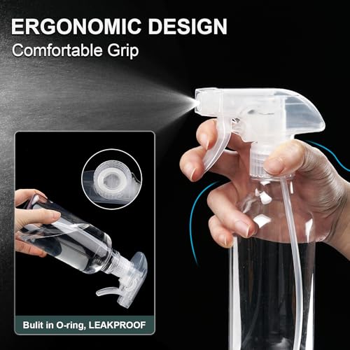 12oz/350ml Plastic Spray Bottles 1 Pack, Adjustable Mist/Stream - color: 12oz-Clear+nozzle