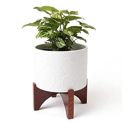 LA JOLIE MUSE Ceramic Pot for Plants, 8 Inch Indoor Planter with Stand - size: 8 Inch