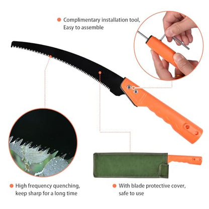 Hand Pruning Saws for Tree Trimming, Extension Pole Saw Attachment Blade, Pole Pruner Head Gardening Tool - color: Orange