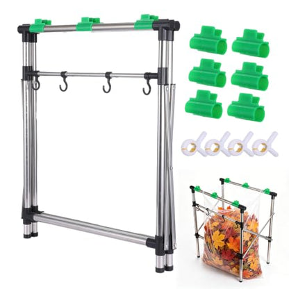 Foldable Leaf Bag Holder, 30-45 Gallon Stainless Steel Trash Bag Holder