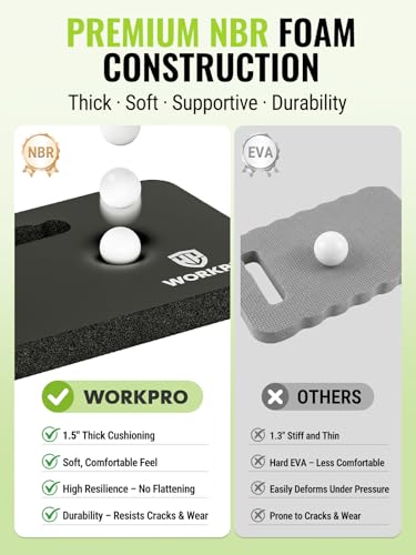 WORKPRO Extra Thick Kneeling Pad, 17.5 x 11 x 1.5 in, Black - color: Black, size: 1 Pack