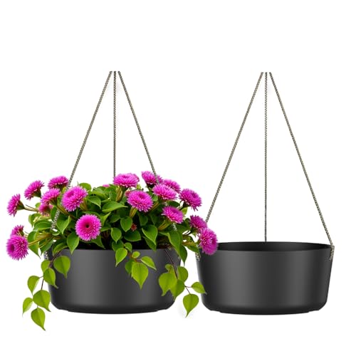 Asnext 2 Pack 10.7 Inch Hanging Planter for Indoor Plants, Black - color: Black