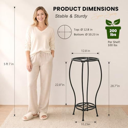 TOSKING 2-Tier Tall Metal Plant Stand, Indoor Outdoor, 28.7-Inch, Black - color: Black-2Tier-28''