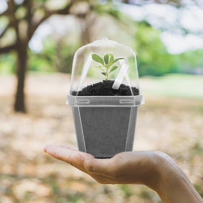 50 Pcs 3" Clear Plant Nursery Pot with Humidity Dome, Plastic Gardening Pot - color: 50pcs-white, size: 3 Inch