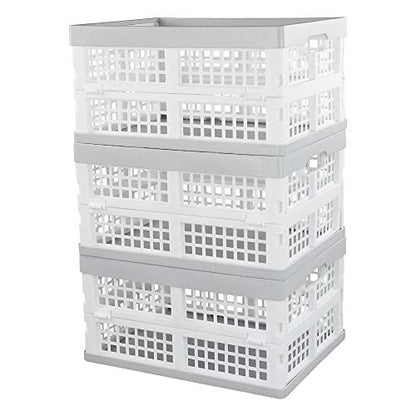 Vababa 3-Pack Plastic Stackable Collapsible Storage Crate, 15 L - size: 15 L