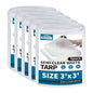 TARPAL 3'x3'（5pack） Semi Clear Tarp with Grommets Greenhouse Cover 7.5mil - color: Semi Clear White, size: 3x3ft(5pack)-Finished size