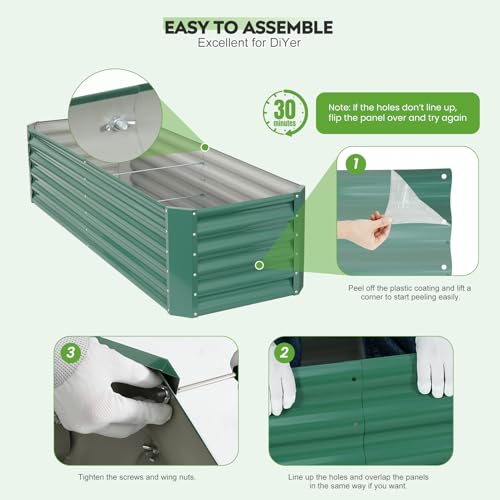 Raised Garden Bed Kit 6x2x1.4ft, Metal Planter Boxes Outdoor, Green - color: Lotusgreen, size: 6x2x1.4ft