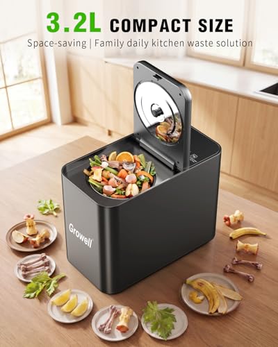 Growell Electric Composter for Kitchen, 3.2L Indoor Countertop Compost Bin - color: Black