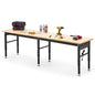96" Adjustable Workbench with Rubberwood Top & Power Outlet, Large 96x24Inch 9-Level Height Range 27"-37", 5000 LBS Heavy Duty Capacity for Workshop, Office, Garage, Home - size: 96*24 Inch