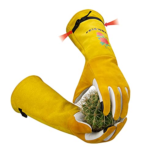 Thorn Proof Gardening Gloves Women, 2 Layers Leather Rose Pruning Gloves - size: Large (Pack of 1)
