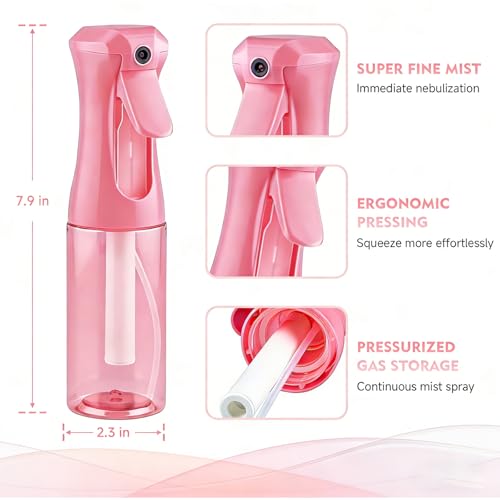 Continuous Spray Bottle for Hair, 6.8 OZ Ultra Fine Mist Spray Bottle - color: Pink