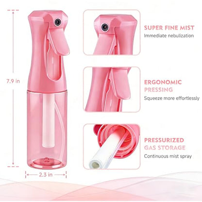 Continuous Spray Bottle for Hair, 6.8 OZ Ultra Fine Mist Spray Bottle - color: Pink