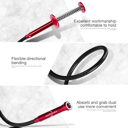 SARDVISA 24-Inch Flexible Magnetic Pickup Tool with 4 Claw Grabber - size: Magnetic Directional Bend Pickup Tool