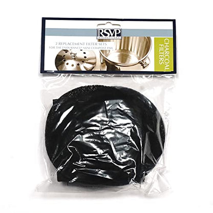 RSVP International Charcoal Compost Bin Filter 2-Piece Set Helps Keep Kitchen Smelling Fresh, Replacement - 1 Gallon Bin/Pail - size: Filter Replacement, 2-Piece, 0.5-Gallon