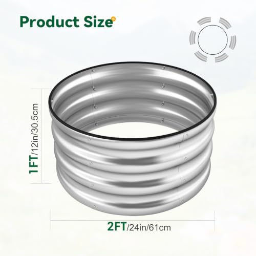 3-Pack Round Raised Garden Bed Outdoor 2x2x1ft Planter Box, Silver - color: Silver, size: 2x2x1ft (3 PCS)
