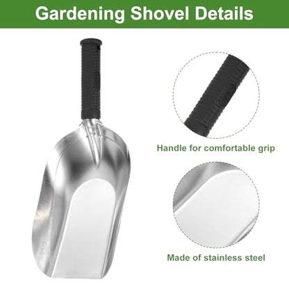 HARFINGTON Garden Hand Shovel 11.8" x 4.5" Stainless Steel Square Shovel Hand Trowel Gardening Tools for Transplanting Weeding Digging Planting