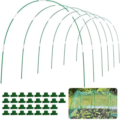 Garden Hoops for Raised Beds 60 Pcs, 10 Sets of 8FT Long Greenhouse Hoops Grow Tunnel Rust-Free Fiberglass Support Hoops Frame for Garden Netting Fabric Shade Cloth Row Cover (60 PCS) - size: 60 PCS