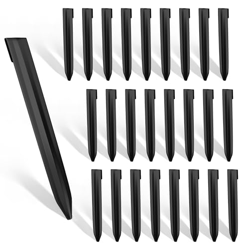 WORTH 26Pcs 8 in. Metal Landscape Edging Stakes, Black Steel Garden Spikes - color: Black, size: 8 Inch-26Pcs