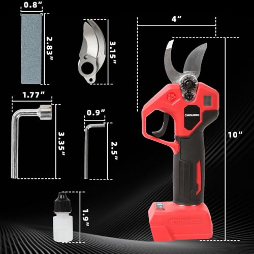 Pruning Shears Compatible with Milwaukee M18 18V Battery,LCD Display - color: Red