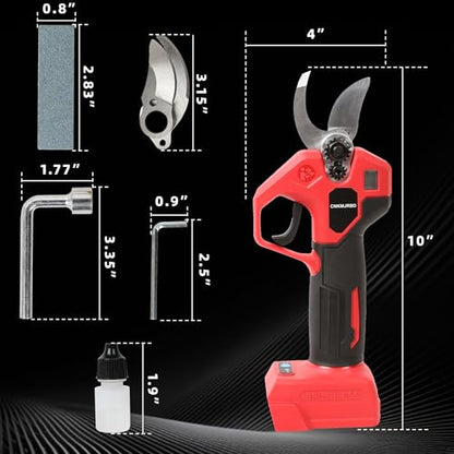 Pruning Shears Compatible with Milwaukee M18 18V Battery,LCD Display - color: Red