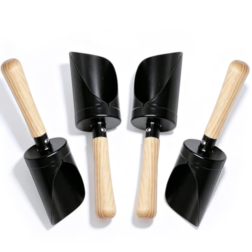 4 Pack Small Beach Shovels for Kids – Heavy Duty Sandbox & Garden Tools, Sand Scoops with Smooth Metal Blade, Summer Outdoor Digging Toys (Beach, Camping, Yard Work) - color: 4pcs black sand shovels