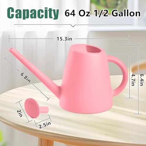 Indoor and Outdoor Watering Can - Long Spout -1/2 Gallon (64oz) - Pink - color: Pink