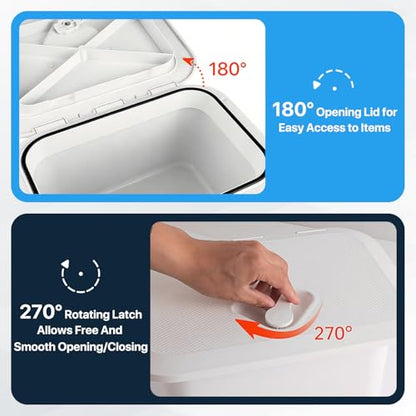 Marine Deck Storage Box with Latch, Thickened ABS Boat Embedded Storage Box, 180° Deck Hatch Lid Opening & 270° Rotating Latch, Marine Boat Tool Box for Bass, Pontoon, Center Console, Yacht, Car, Home